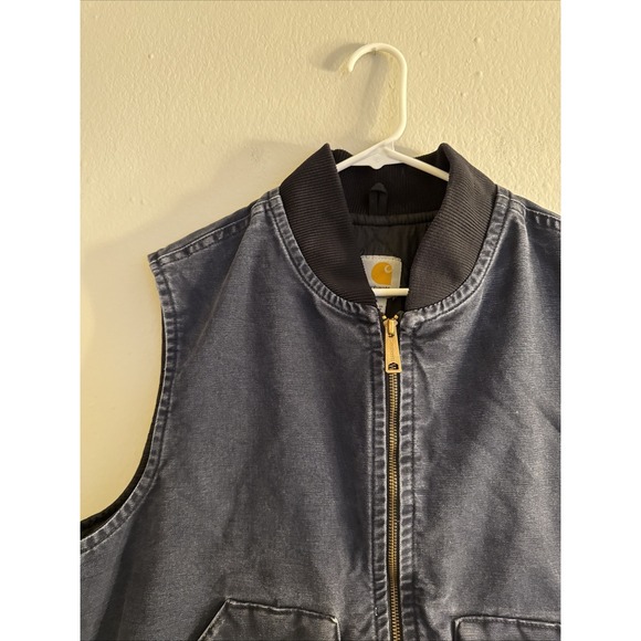 Vintage Y2K Carhartt V02 MDT Vest Mens XL Quilted Duck Canvas Workwear Blue USA - Picture 4 of 11